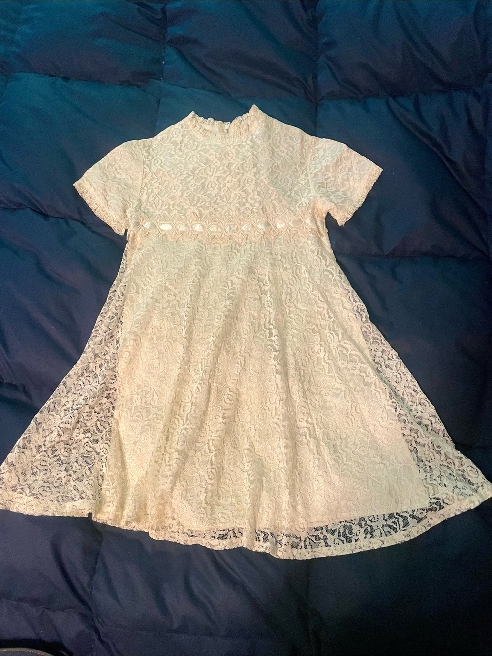 Handmade Girls White Lace Party Dress